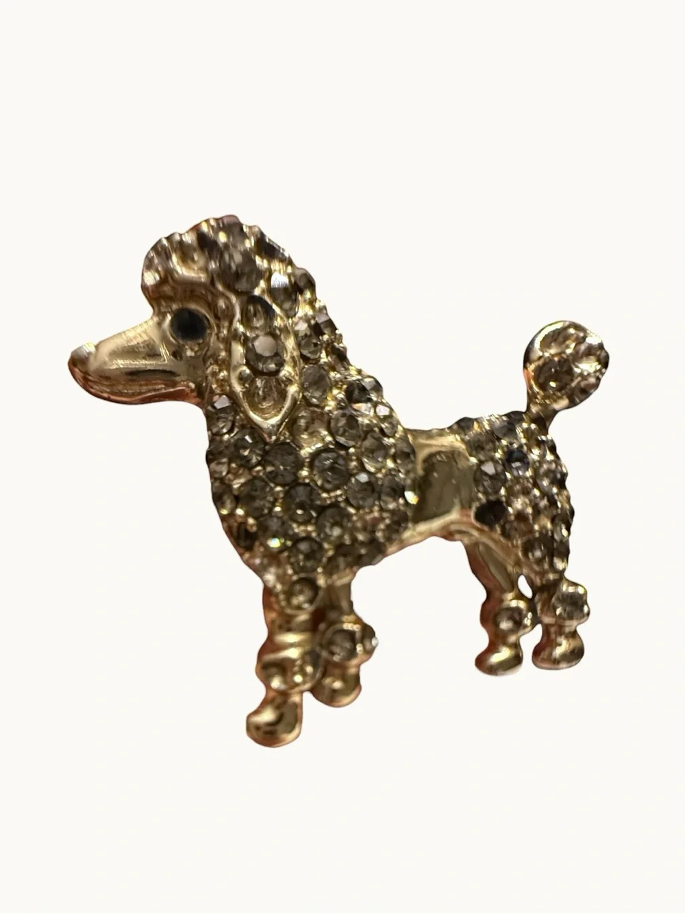 Gold-Tone Poodle Brooch with Clear Crystal Accents